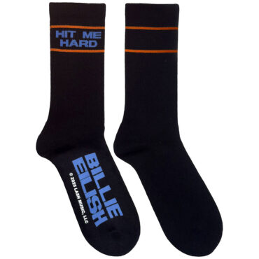 Billie Eilish Terry Socks: Hit Me Hard & Soft (Black) (UK Size 7 - 11)