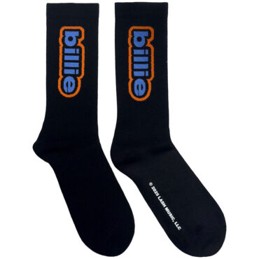 Billie Eilish Terry Socks: Outline Logo (Black) (UK Size 4 - 7)